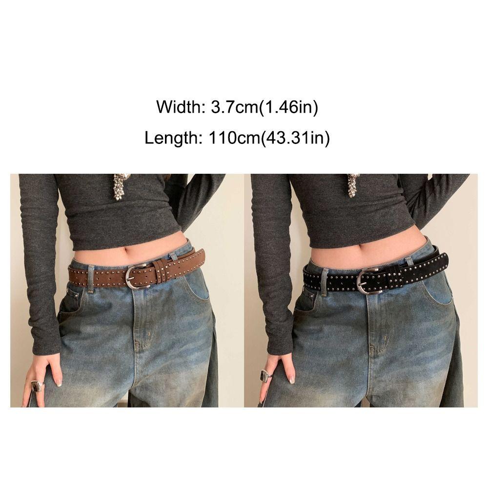 Fashion Pin Buckle Suede Leather Belt Luxury Design Versatile Women Maillard Waist Belt Rivet Waistband Coat Skirt Decoration