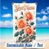 Floral Garden Theme Beach Towel Personalized Custom Name & Text Soft Quick Dry Beach Towel for Swimming Travel