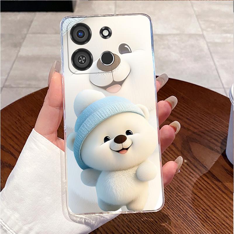 For Itel A05s A663LC Case Clear Luxury Cute Love Rabbit Funny Cartoon Pattern TPU Soft Silicone Phone Case Itel A05s Back Cover
