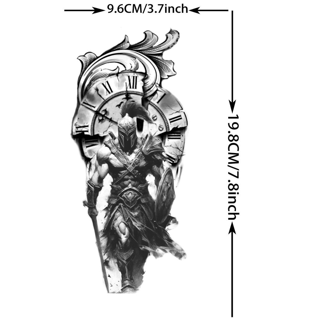 1 Blatt Krieger Spartaner Krieger Ritter Temporäre Tattoos Für Männer Erwachsene Wasserdicht Körperkunst Zeichnung Fake Tattoo Aufkleber Dekor