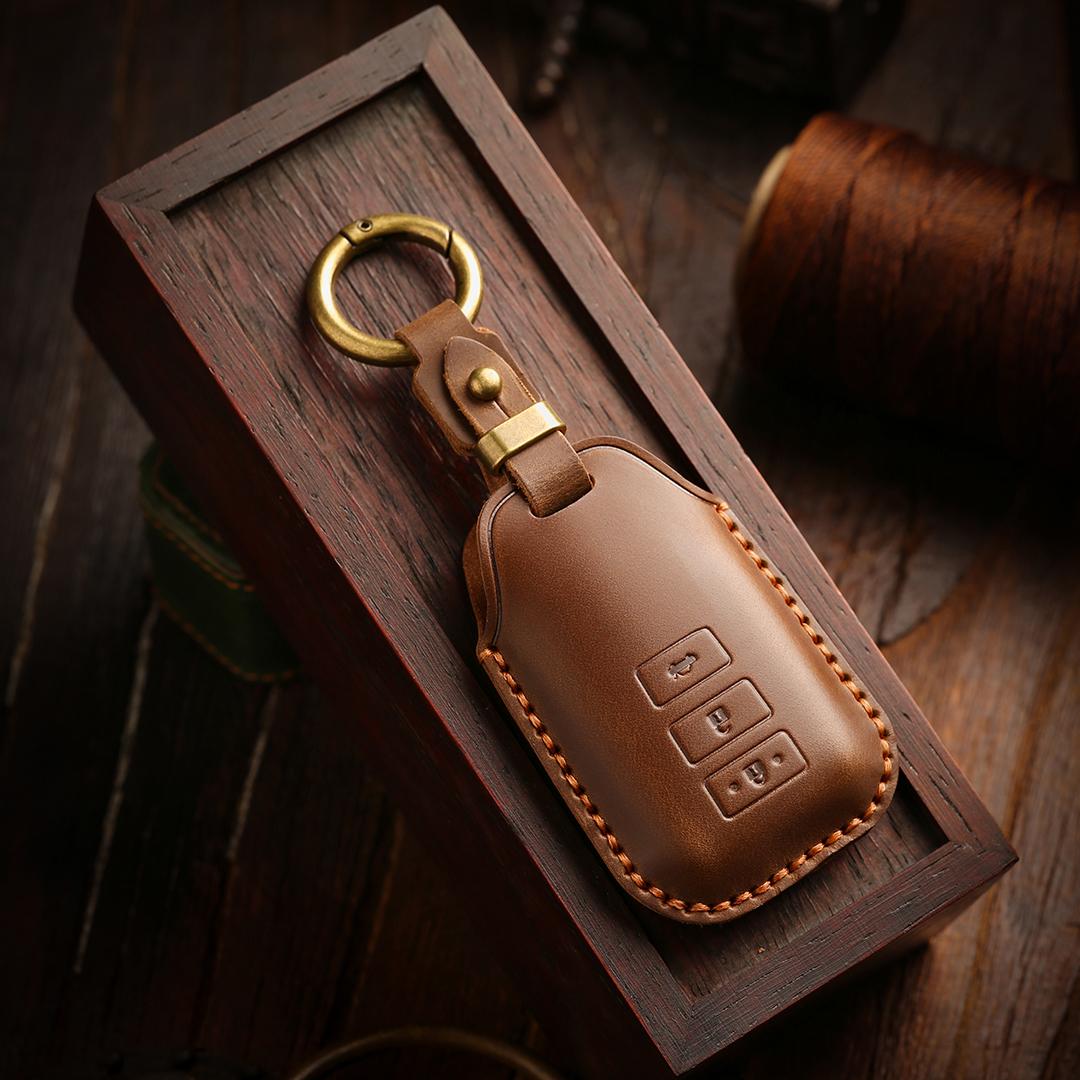 

[TOYOTA-Yalex] Car Key Cover car key case Cowhide Handmade 3 keys коричневий