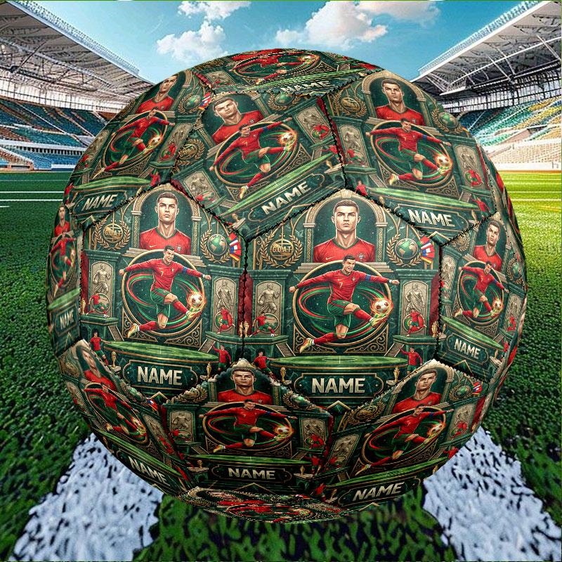 Personalisierter Cristiano Ronaldo Fußball mit individuellem Namen, Größe 5, für Training & Spiel, für Teams, zum Kicken, Geschenk für Fußballbegeisterte
