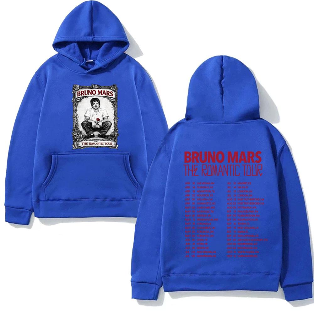 Bruno Mars Romantic Tour Hoodie Pop Soul Concert Hooded Retro Music Fan Merch  Tour Outfit  Autumn/Winter Clothing Fleece Hooded Mens womens clothes