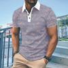 Men's Striped Printed Lapel Short Sleeved Polo Shirt