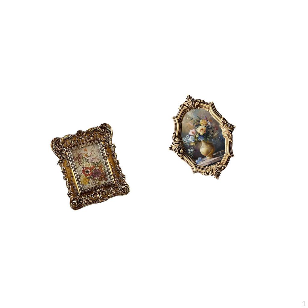 Hand Carved Floral Resin Picture Frame Vintage Design Art Crafts Collections Photo Holder Tabletop