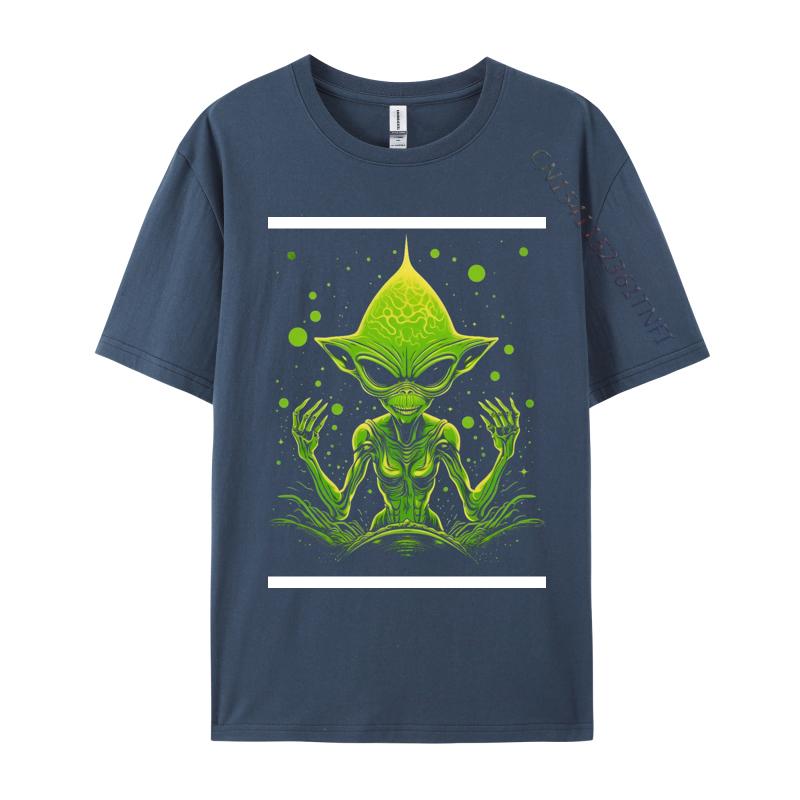 Happy Green Alien Tshirt Tops Shirts Retro Hip Hop Combed Cotton Men Top Tshirts Printed Tee Shirt Clothing