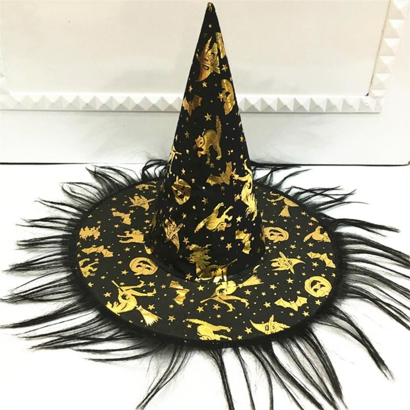 Witch Hat Masquerade Ribbon Wizard Costume Top Pointed Caps Cosplay Props Party
