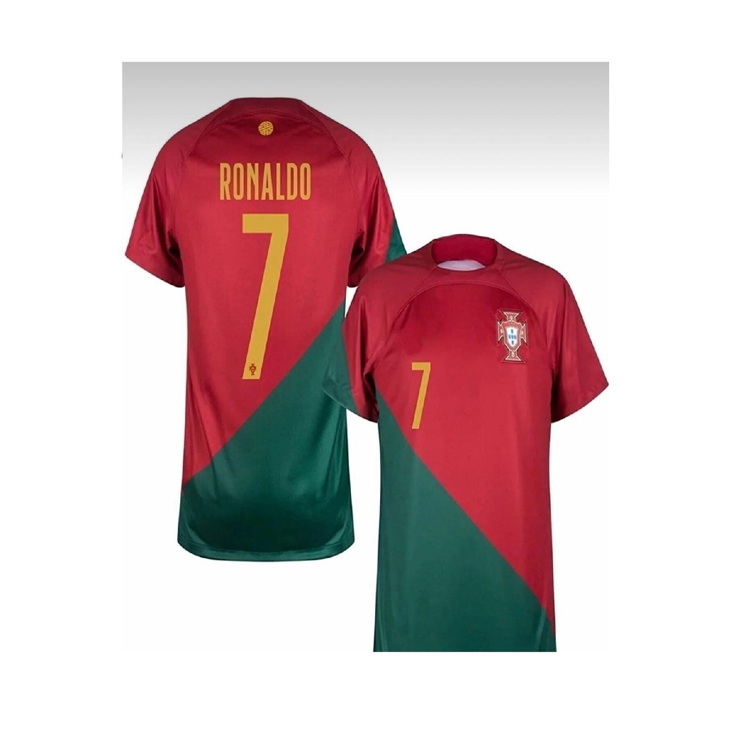 

Домашняя майка сборной Португалии по футболу для взрослых 2022 года Роналду Бордово-зеленая Португалия