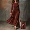 Fall Long Sleeve Slim Fit Bodycon Midi Dress Pure Color Elegant Party Casual Women