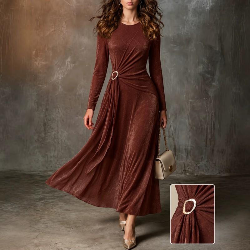 Fall Long Sleeve Slim Fit Bodycon Midi Dress Pure Color Elegant Party Casual Women