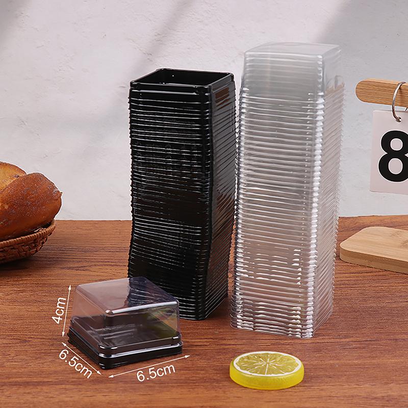 

50 шт. Десерт Яичный желток Слойка Коробкапрозрачная Квадратная Пластиковая Упаковочная Коробка для Маффинов Контейнер для Лунного Пирога Выпечка Упаковка для Еды 80g