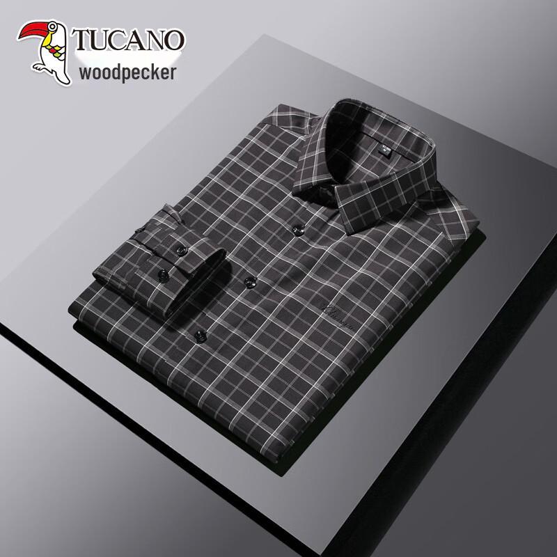 TUCANO Men's Plaid Wrinkle-Resistant Long-Sleeve Shirt