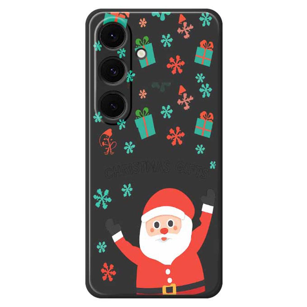 

For Samsung Galaxy S25+ Case Christmas Gifts Pattern Printing Straight Edge TPU Phone Back Cover Black