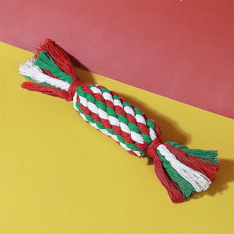 Christmas Series Braided Cotton Rope Dog Toy: Interactive Chewing Toy for Small/Medium Dogs