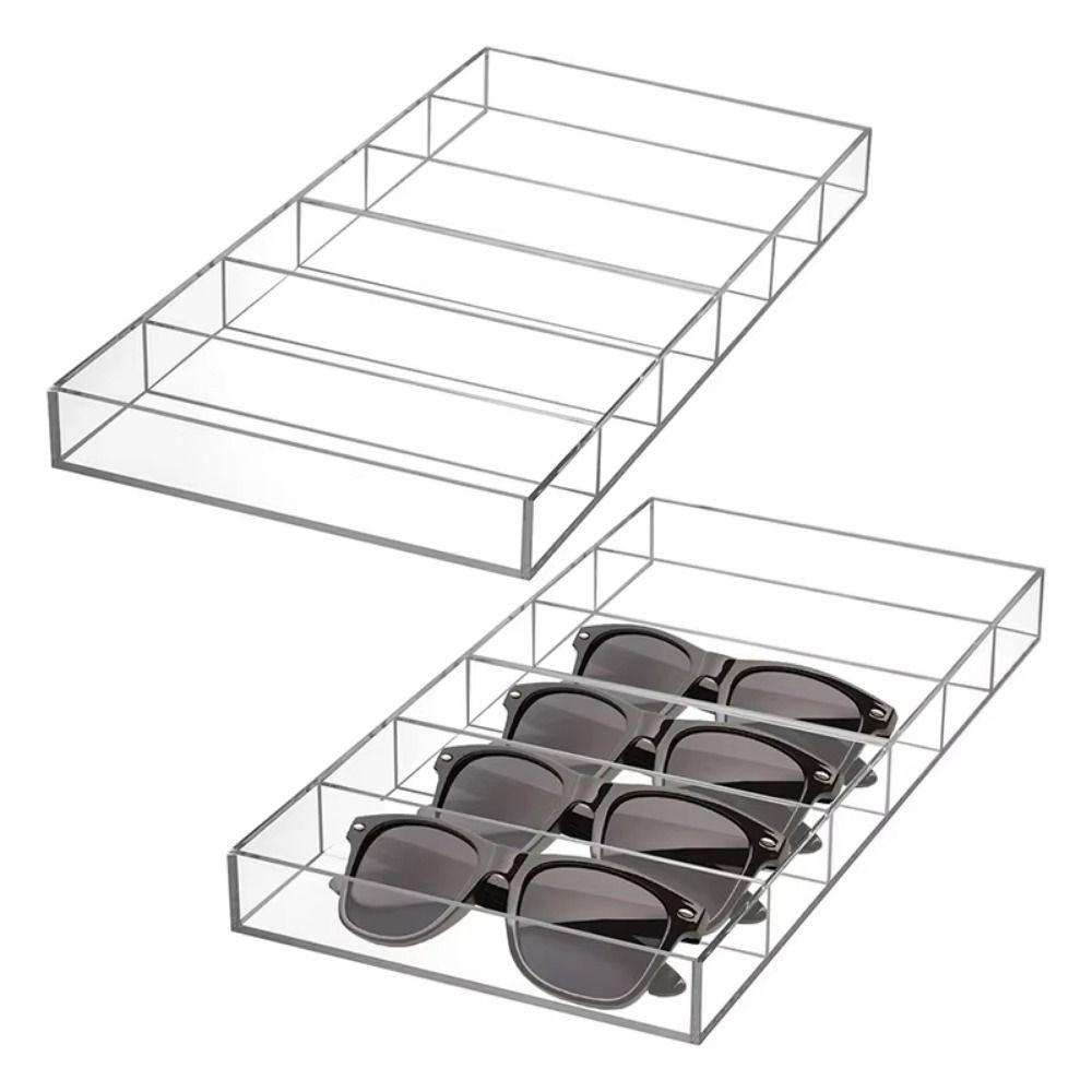

Smooth Edge Design Clear Sunglass Holder 6 Compartments Glasses Storage Case Jewelry