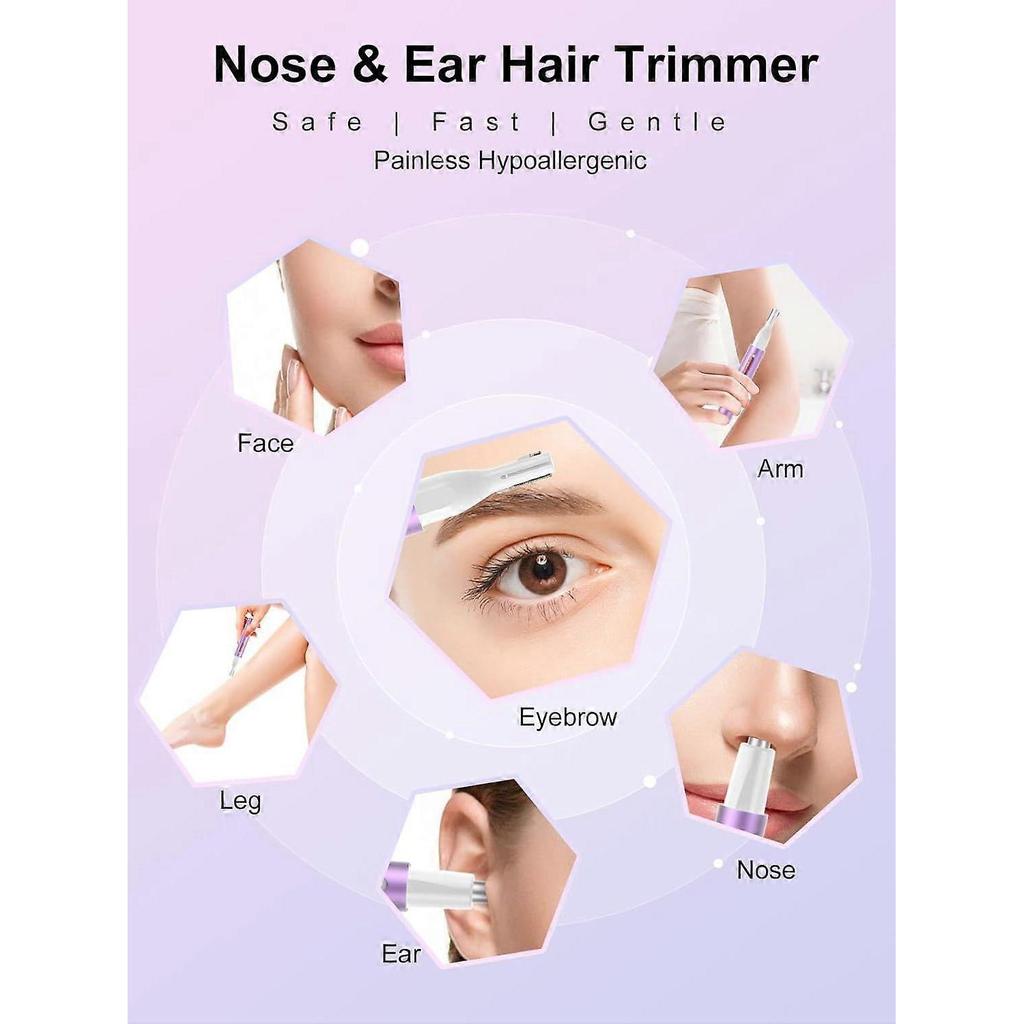2 In 1 Nose & Ear Hair Trimmer for Women, 2025 Rechargeable Dual-Edge Blade Electric Clipper, Facial & Eyebrow Hair Removal Tool, Powerful Motor, Pain