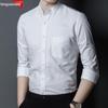 Hengyuanxiang Men's Casual Cotton Stand-up Collar Long-Sleeve Shirt