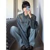 Unisex American Retro Used-Look Denimjacke: Frühling/Herbst Lockerer Schnitt, Trendige Nische, Stilvoll Lässig, Hochwertiges Gefühl