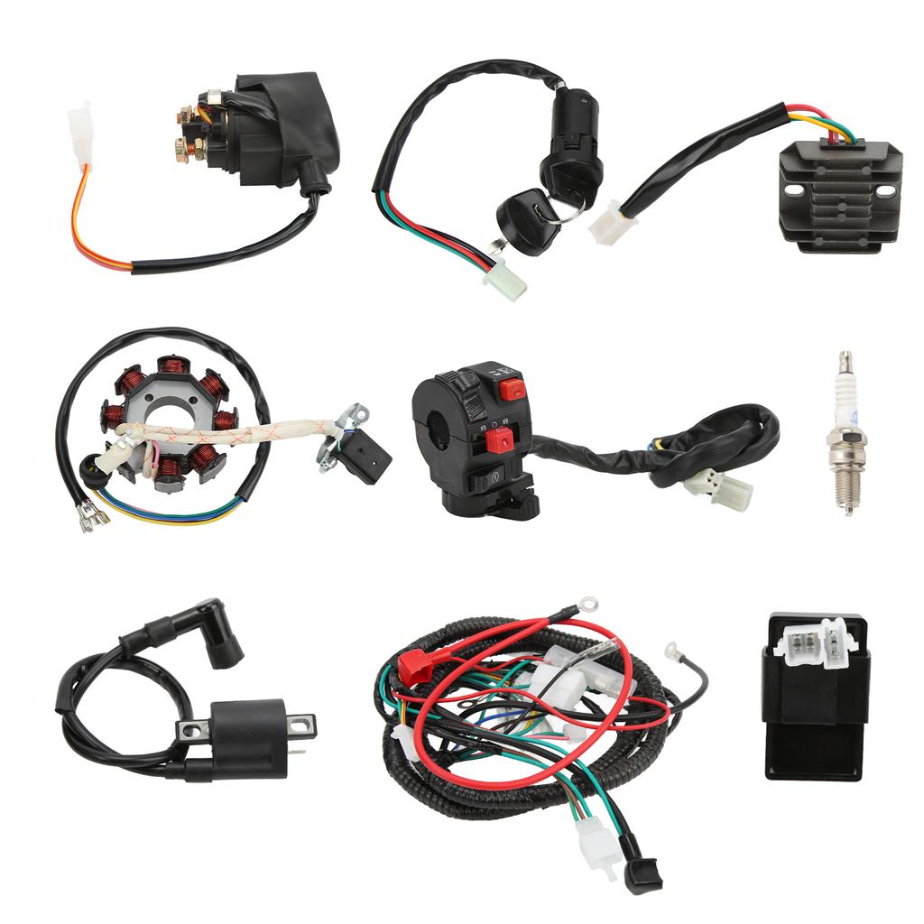 Electric Wiring Harness Kit Solenoid Valve Spark Plug CDI Rectifier Wire Loom Set for 125cc 150cc 200cc 250cc ATV Bike
