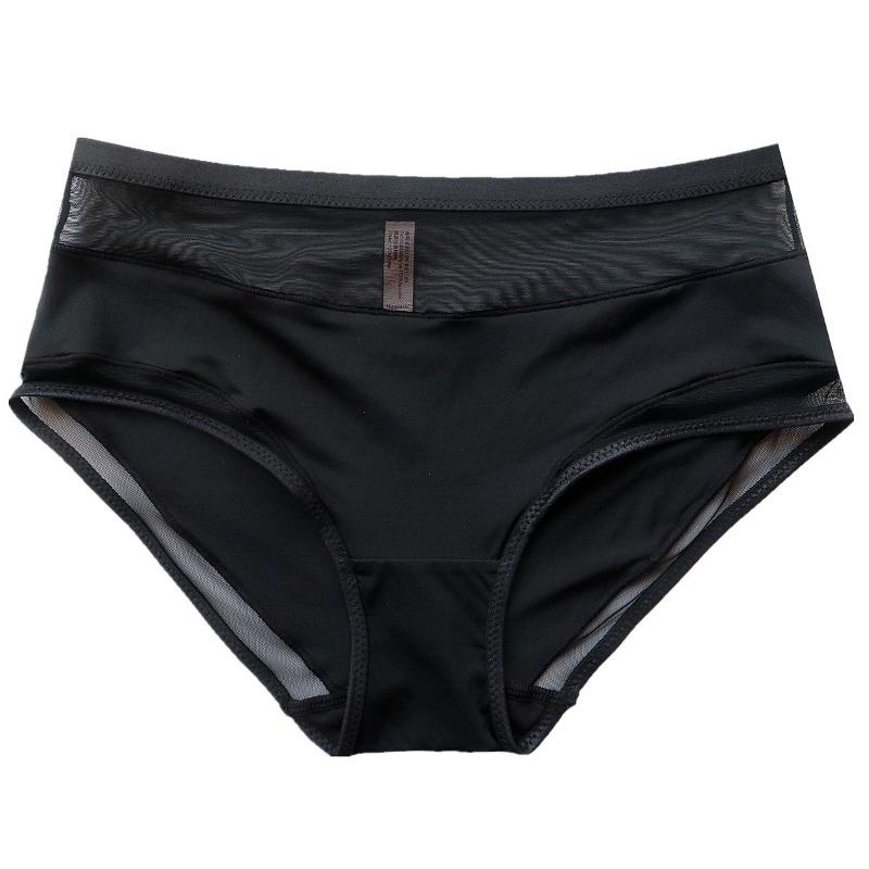 Large Hollow Briefs Mesh Mesh Mid Waist Women's Underwear Women's Ice Knickers Silk Lifting Buttocks Comfortable Women's Triangle Panties