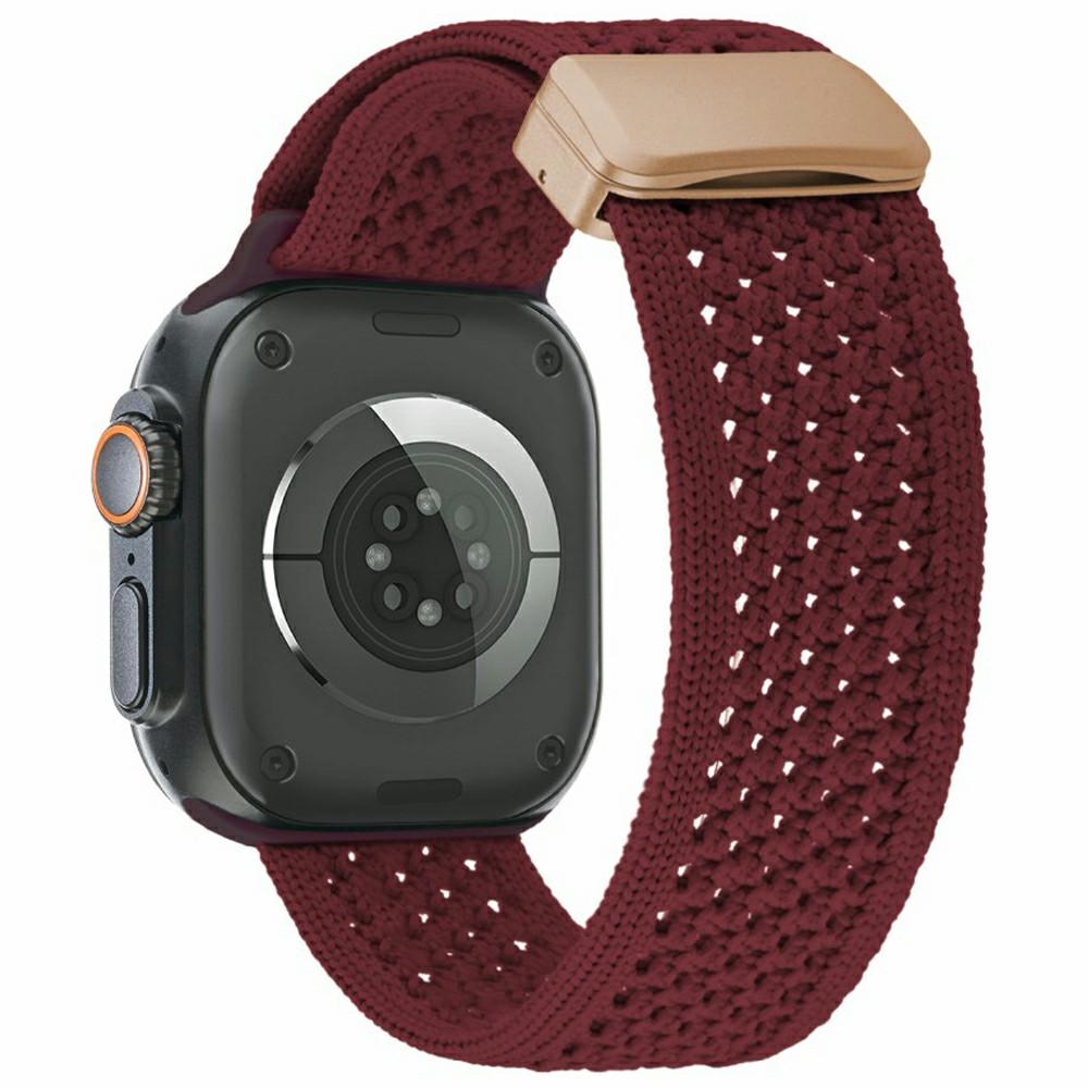 

Watch Band For Apple Watch Series 10 Ultra 9 8 7 SE 6 5 4 3 2 1 46mm 49mm 45mm 44mm 42mm Breathable Woven Nylon Strap Wine Red