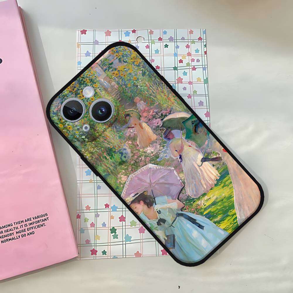 Claude Monet Art Phone Case For IPhone 1716 15 14 13 Pro Max 11 12 Mini X Xs XR Black Silicone Cover