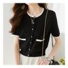 Navava Women Simple Daily Line Knit Short Sleeve Cardigan Nk1469