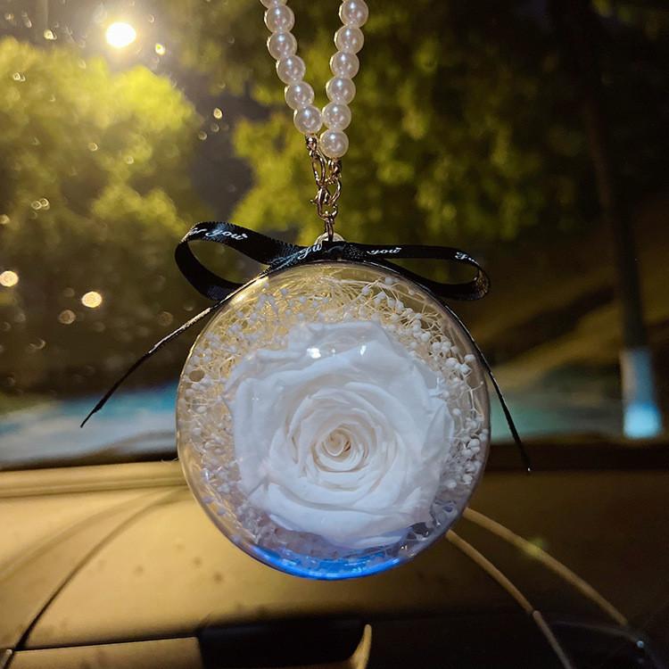 Eternal Flower Rose Ball Car Pendant In Various Colors Stylish Car Interior