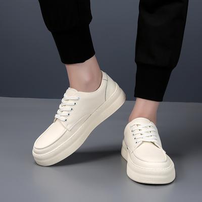 Fashion Casual Men's Board Shoes Fashionable Street Style Outdoor Leisure Walking Party Youth Daily Office Thick Soled White Shoes