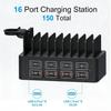 Caricabatterie Rapido Multi-Dispositivo 150W a 16 Porte & Supporto per Telefono/Tablet