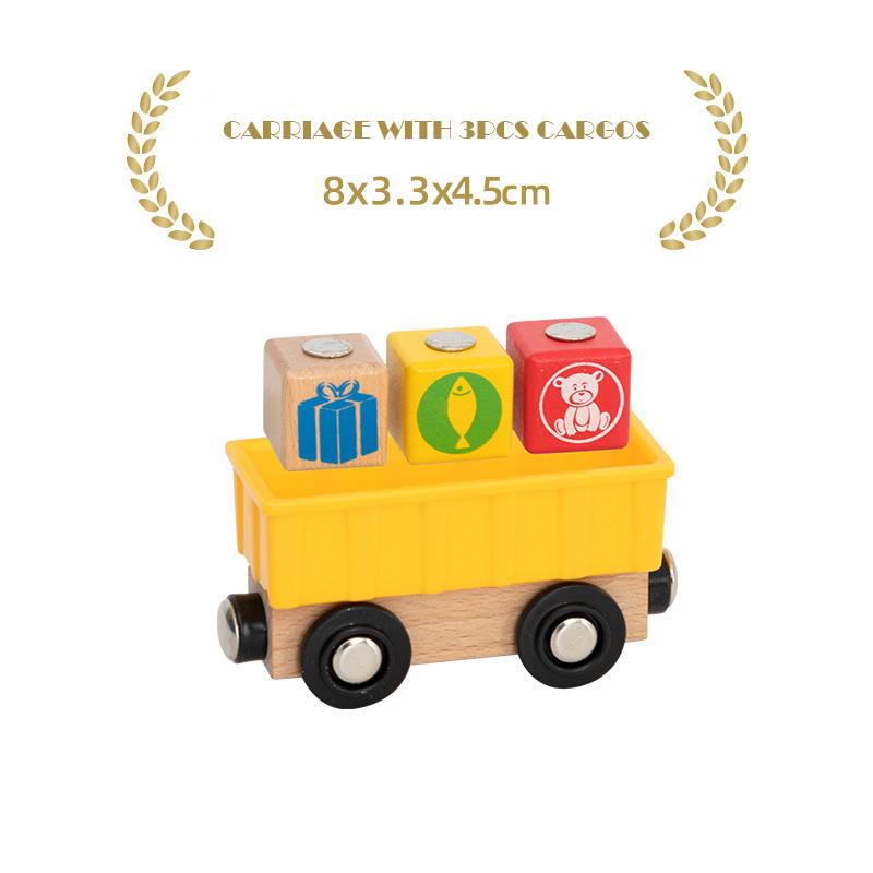 1PC Wooden Magnetic Train Car Locomotive Toy Wood Railway Car Truck Accessories Fit Biro Wooden Tracks Toys for Children Gifts