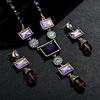 Medieval Jewelry Square Crystal Earrings Necklace Set Original Retro Vintage Set