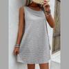 Solides ärmelloses Kleid für Damen, unregelmäßiger Ausschnitt, schmales A-Linien-Kleid, lässige Mode, lockeres kurzes Kleid, atmungsaktives leichtes bequemes Sommerkleid