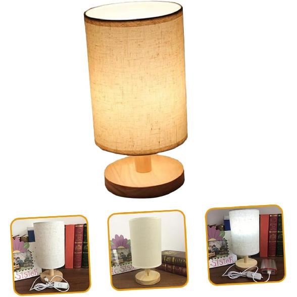 Linen Cloth Desktop Lamp Light Nightstand Lamp Bedside Night Light Tabletop Light