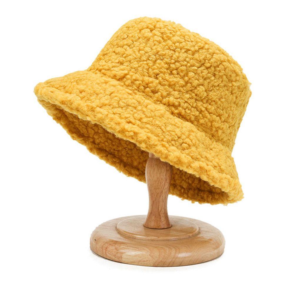 Winter Warm Casual Lamb Wool Fisherman Cap Panama Hat Bucket Hat Sun Cap