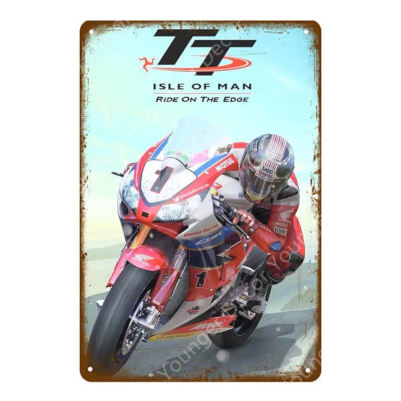 Dirt Bike Metal Poster Retro Motorcycle Races Plaque Wall Art Painting Plate Pub Bar Garage Home Decor Isle Of Man Signs YI-179