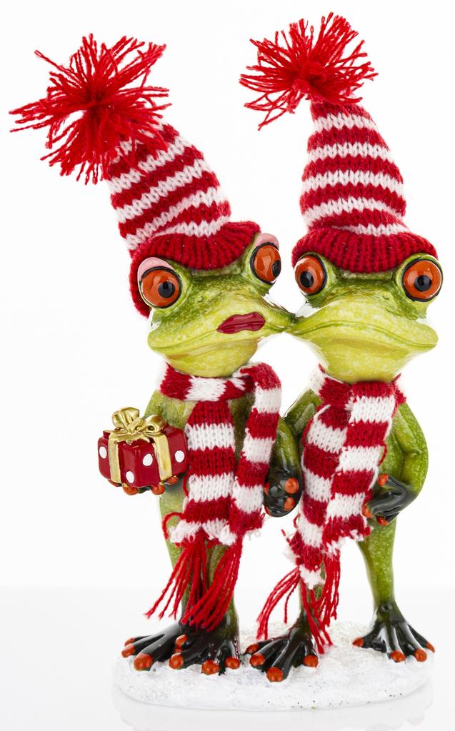 Christmas Frog Figurine with Gift Pair 20cm