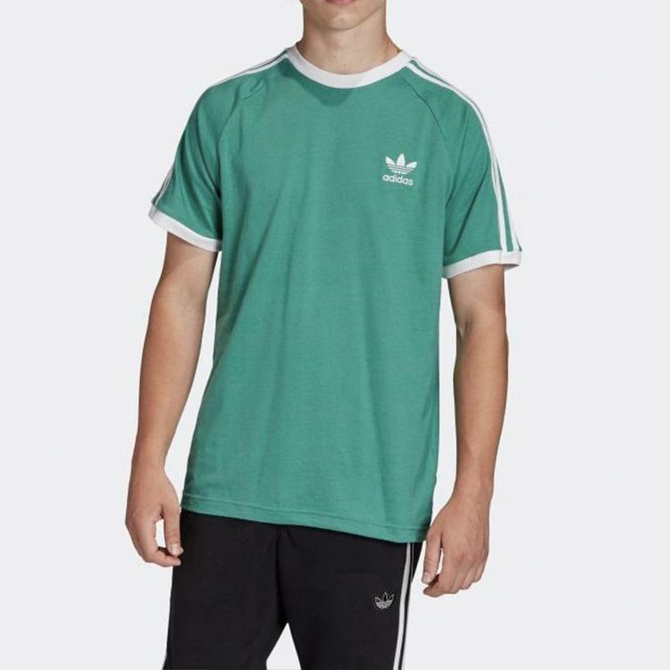 Adidas Originals Trefoil 3-Stripes Casual Crew Neck Loose Short Sleeve T-Shirt Men Tops Green FM3771