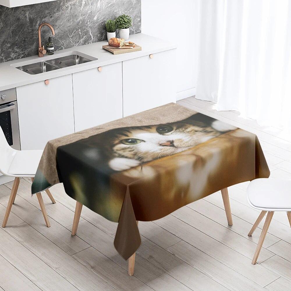 

Скатерть с черным котом, забавная с очками, украшение для вечеринки, ресторана, банкета, водонепроницаемый домашний стол 90x140cm