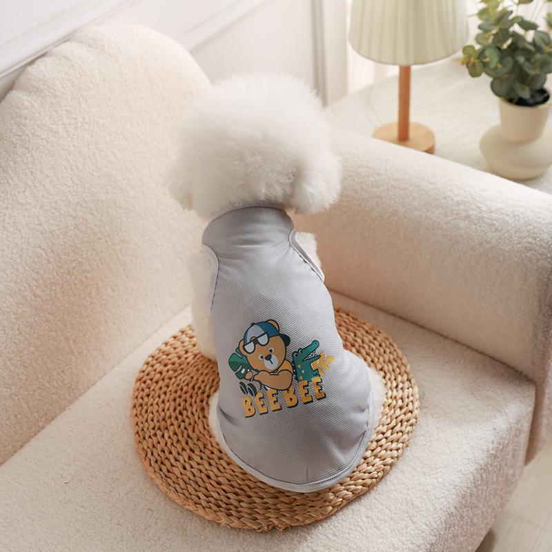 Summer Thin Printed Mesh Vest Cat Clothes Pet Vest Thin Corgi Teddy Pomeranian Dog Clothes