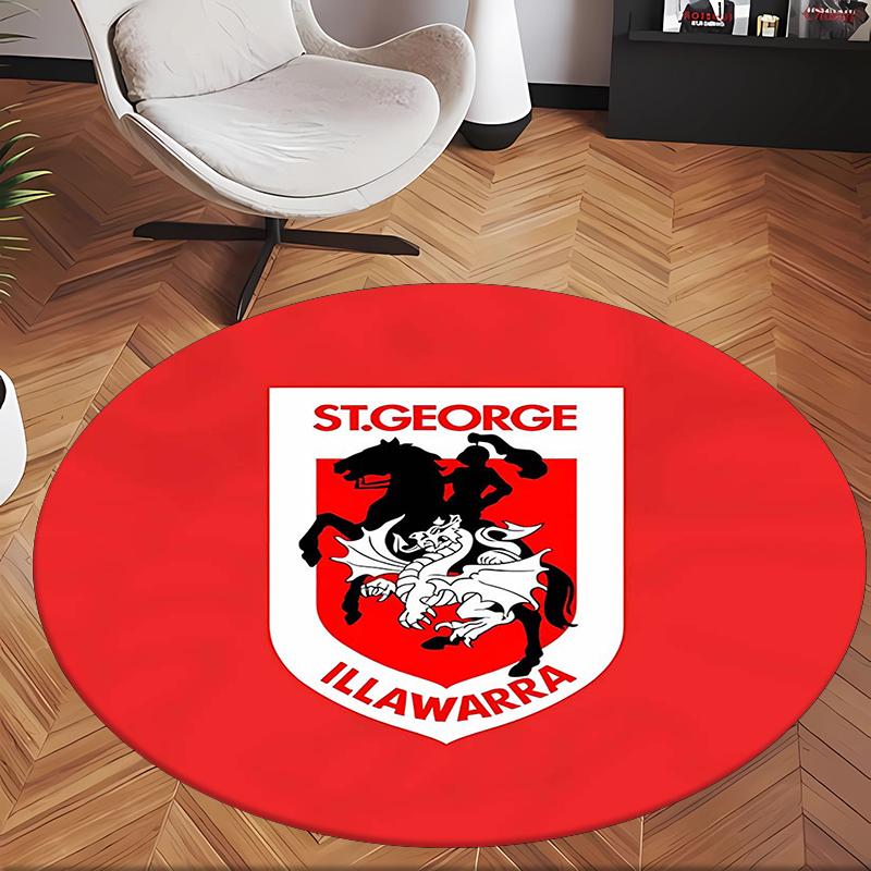 St George Illawarra Dragons (5) Round Office Rug Decorative Floor Rug for Office Bedroom Living Room and Home Space