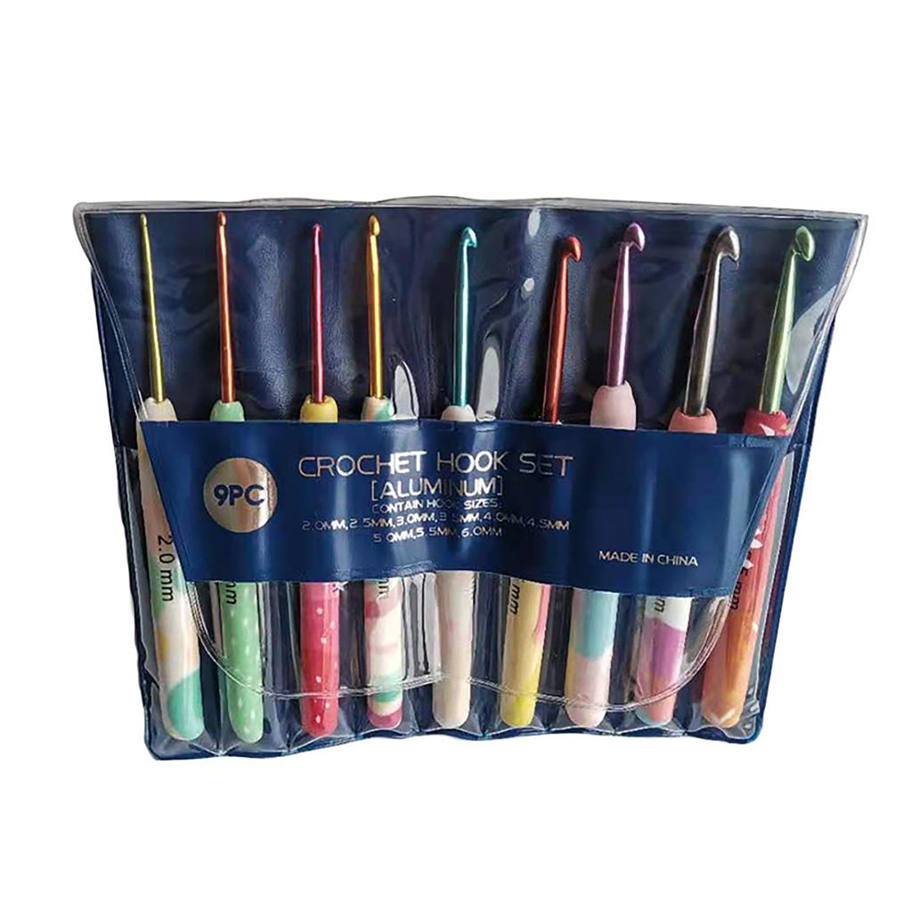 9Pcs Ergonomic Crochet Hook Ergonomic Handle Crochet Hook for Beginner Knitting Sweater Scarves Bag Socks 2.0mm-6mm