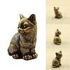 Retro Animal Figurines Brass Tea Pet Desktop Ornament Small Cat Metal Statue  Home