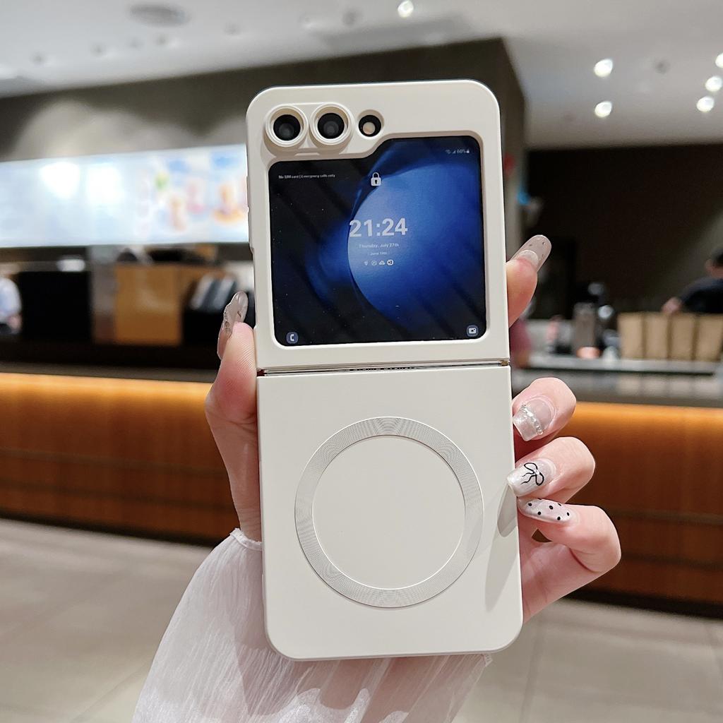 Magsafe Is Suitable for Samsung ZFlip7 Liquid Silicone Mobile Phone Case ZFlip5 Magnetic Suction Hole ZFlip6 Anti Fall