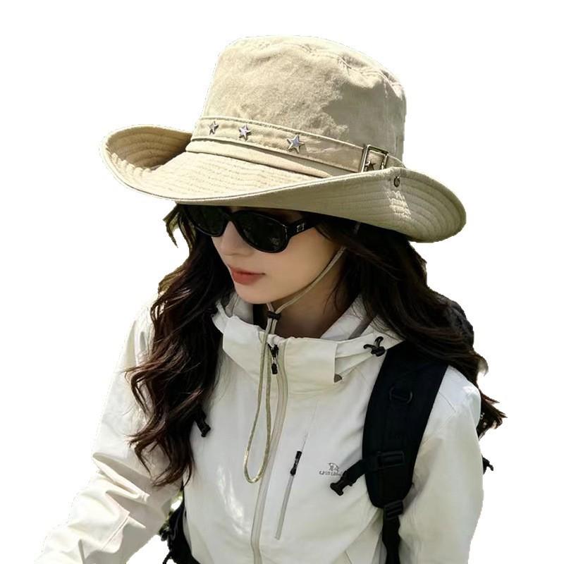 Wide Brim Cotton Sun Hat Women Men Outdoor Hiking Fishing UV Protection Foldable Bucket Fall