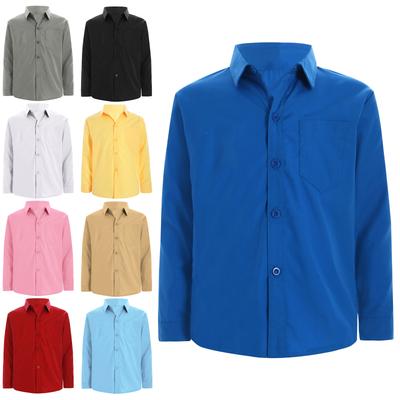 Camicia da abito a maniche lunghe da ragazzo con colletto e taschino sul petto per abbigliamento casual