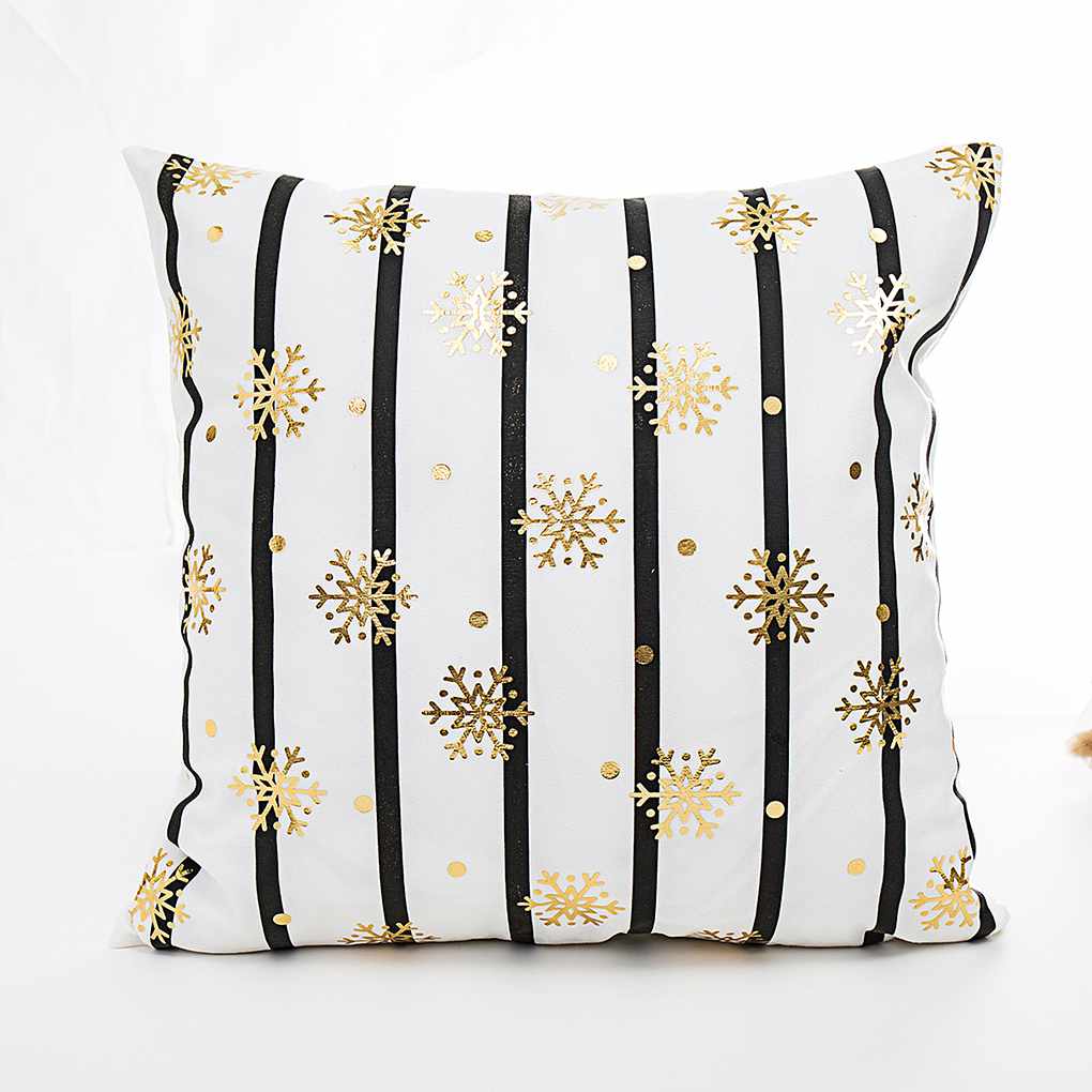 Merry Christmas Letter Snowflake Pillow Case Cushion Cover Home Sofa Decor Soft