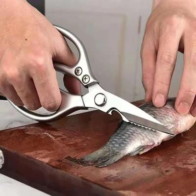 Tesoura de cozinha multifuncional, aço inoxidável, profissional, cabo de liga de alumínio, tesoura de osso de frango