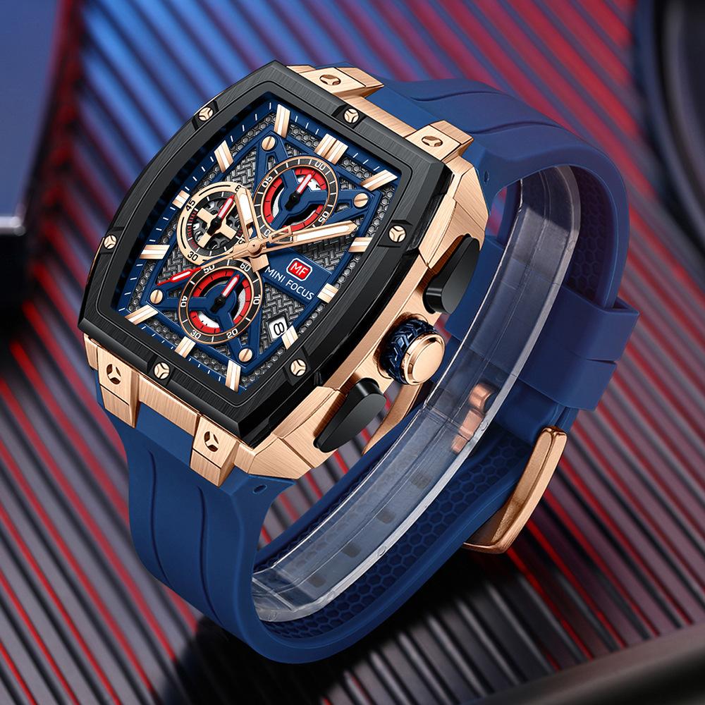 Minifocus Watch Decoration Outdoor Wind Men'S Watch Curved Mirror Multi-Layer Hollow Men'S Watch 0602G