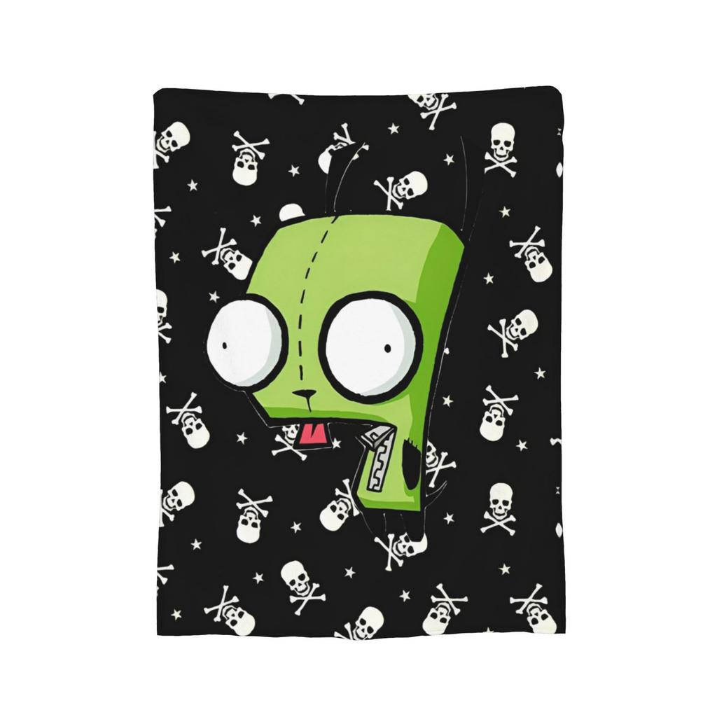 Invaders Zims Kawaii Cartoon Blanket Flannel Vintage Breathable Throw Blankets for Bedspread Summer,
